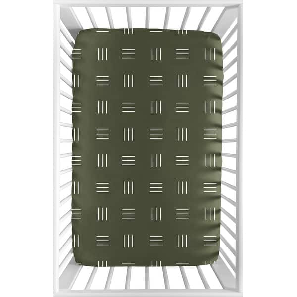 slide 2 of 6, Baby Boy Girl Fitted Mini Portable Crib Sheet Hunter Green Boho Mudcloth Pack Play White Bohemian Woodland Tribal Gender Neutral