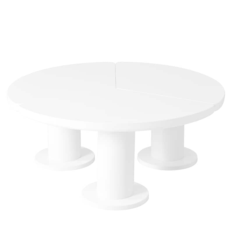 39.4" Round Petal-Shaped Coffee Table with 3 Thick Legs and Sleek Round Edges