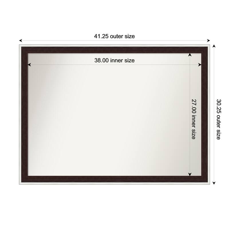 Maya Non-Beveled Framed Wall Mirror - 41 x 30 in - Maya Espresso Silver