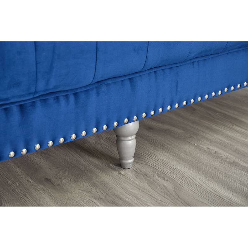 Velvet Rolled Arm Chesterfield Sofa
