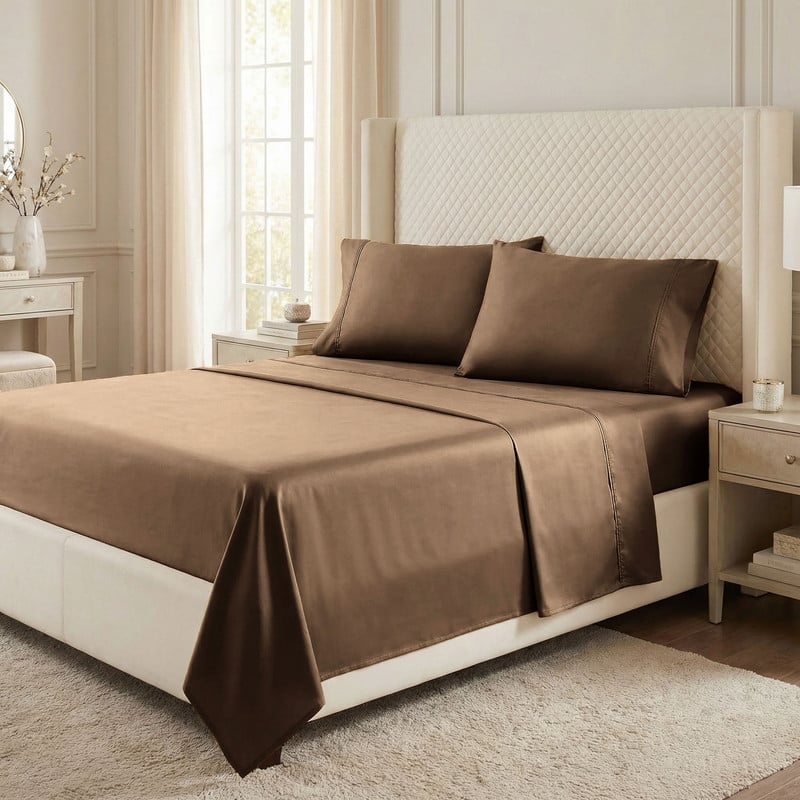 Superior Egyptian Cotton 530 TC Sheet Set Sateen Weave, Deep Pocket, Ultra‑Soft & Breathable Bedding