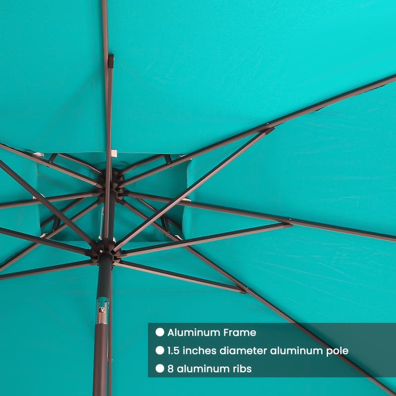 Crestlive 9 x 5 FT Double Top Patio Outdoor Market Umbrella Table Umbrella, Base Not Included