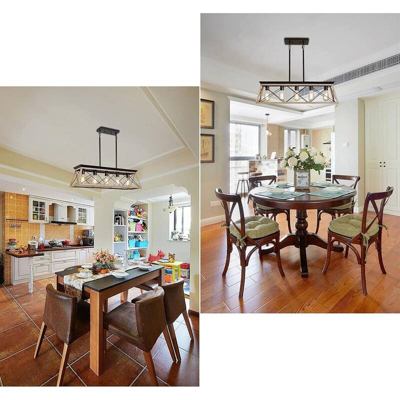 Farmhouse Restaurant 5-Light Metal Rectangular Chandelier