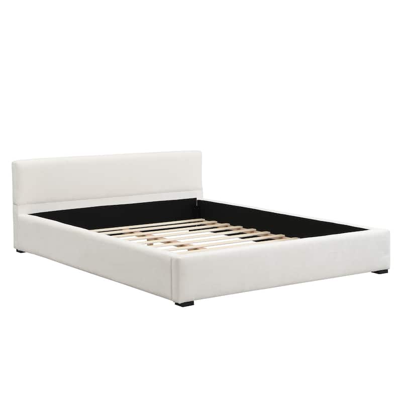 Christopher Knight Home-Zenobia Wide-Edge Polyester Upholstered Bed with Headboard