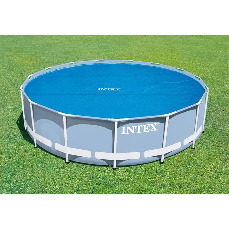 Intex 16 Foot Round Easy Set Outdoor Backyard Swimming Pool Cover, Blue (2 Pack) - 7.98
