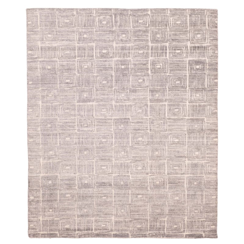 ECARPETGALLERY Hand Loomed Elysian Grey Wool Rug - 8'0 x 9'8