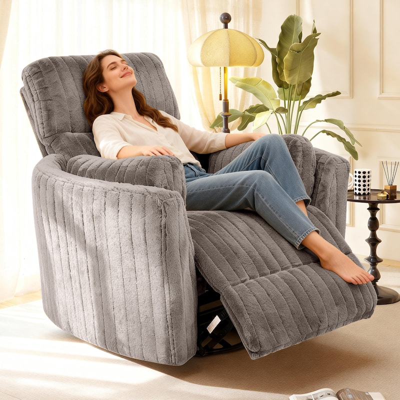 Rossetta Swivel Rocking Glider Power Recliner Chair with 24" Wide Seat & Type-C & USB Ports - Taupe