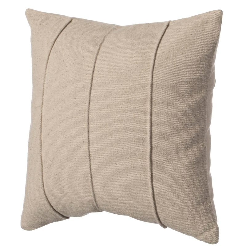 16" Handwoven Cotton Throw Pillow Cover Flat Natural Design - Seams