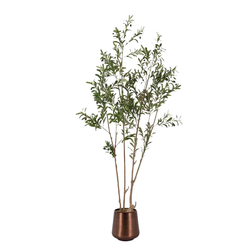 Kate and Laurel Oliveira Faux Olive Tree - 7ft - Bronze