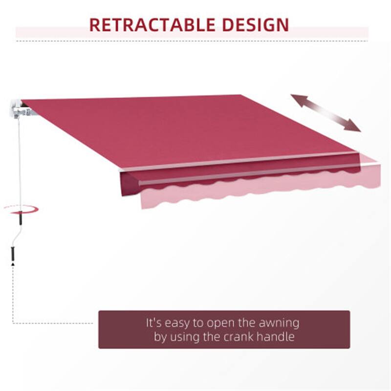 155.5" Wide Retractable Patio Awning with Extendable Aluminum Frame and UV Rain Fabric - 155.5" W x 96.5" D