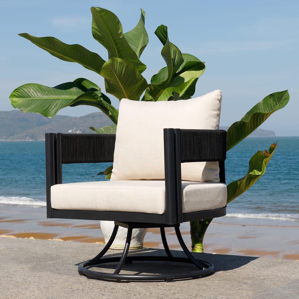 SAFAVIEH Outdoor Living Viola Swivel Chair - 28"W x 28"D x 26"H