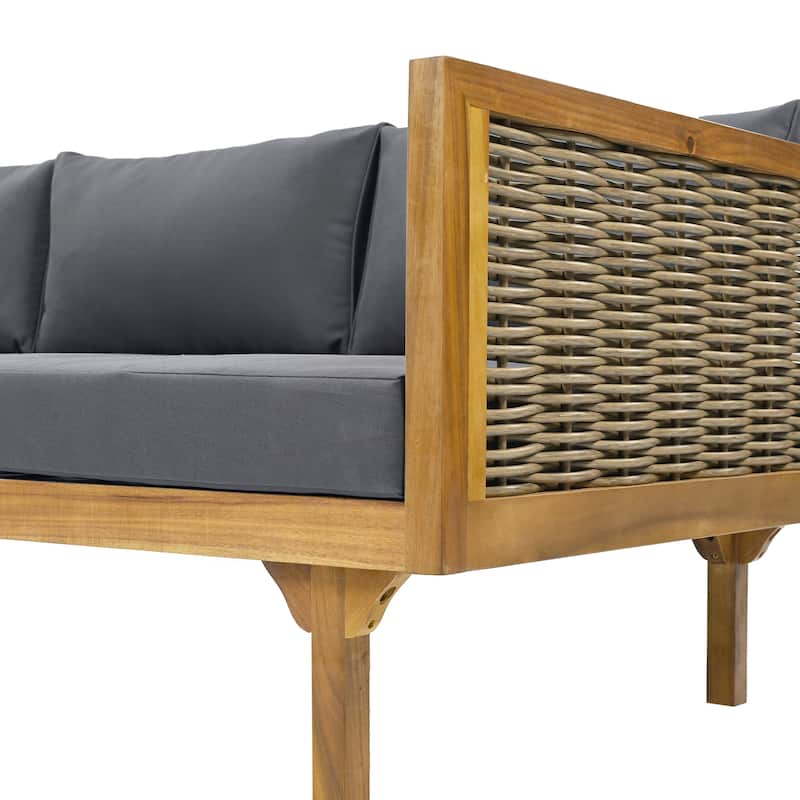 3 Seater daybed with Rattan arms