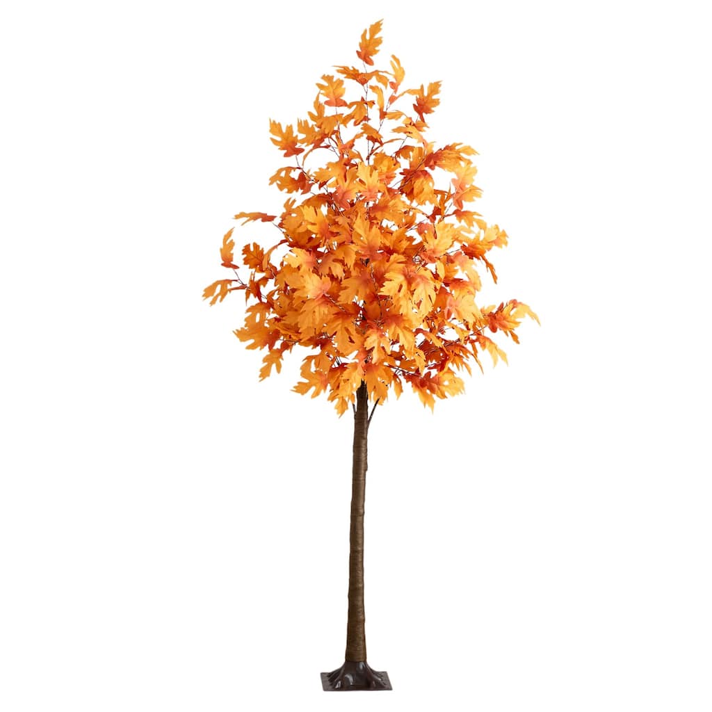 Pre-Lit Artificial Maple Autumn Fall Tree - 8' - Warm White LED Lights