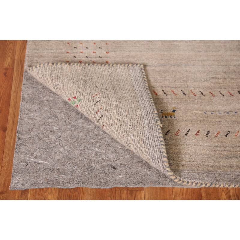 Tribal Gabbeh Indian Rug Hand-Knotted Beige Wool Carpet - 5'2" x 7'9"