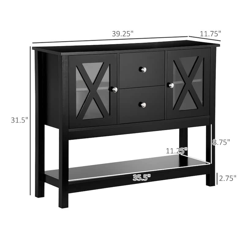 Wood Buffet Cabinet with Storage Drawers and Glass Door - N/A