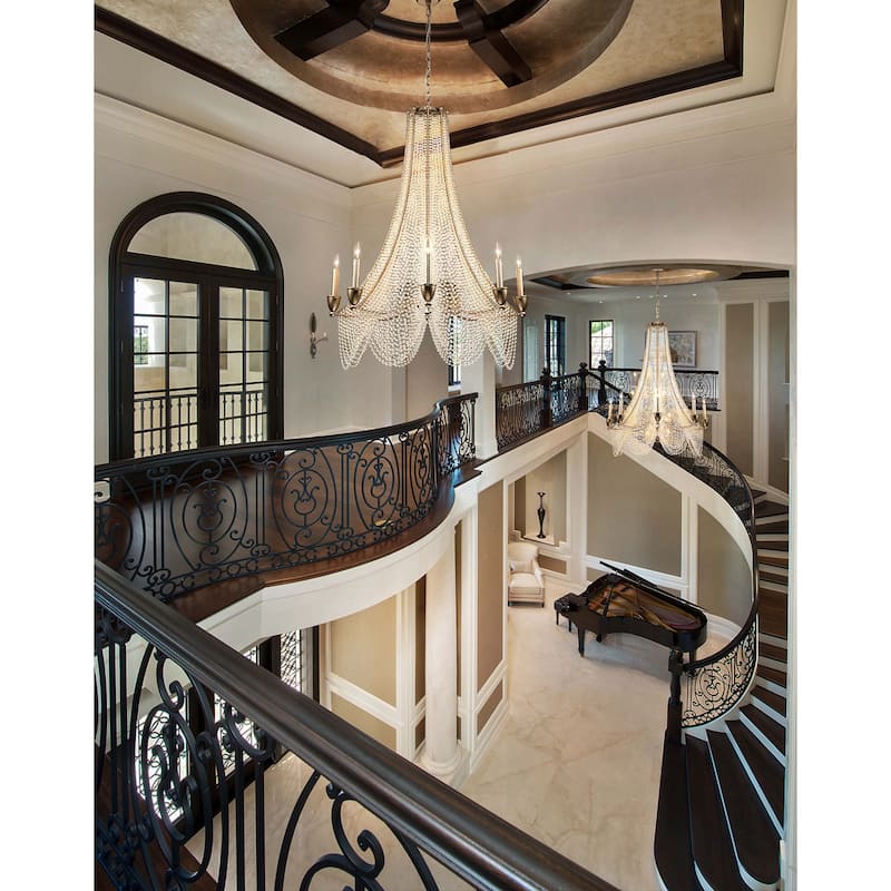 8 - Light Luxury Large Antique Unique / Statement Empire Chandelier with Crystal Accents - W 35.4"
