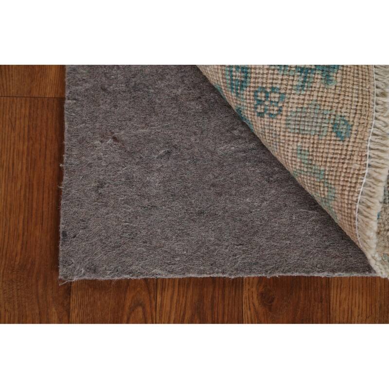 Hand Knotted Oriental 100% Wool Carpet Transitional Geometric Beige & Ivories Oushak Area Rug - 2' 11'' X 1' 11''