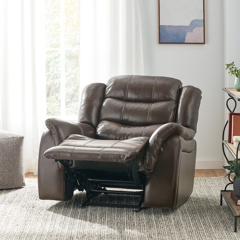 Classic Oversized Faux Leather Recliner, Spacious Upholstered Recliner Chair with Soft Cushion Home Theater Single Sofa Chair