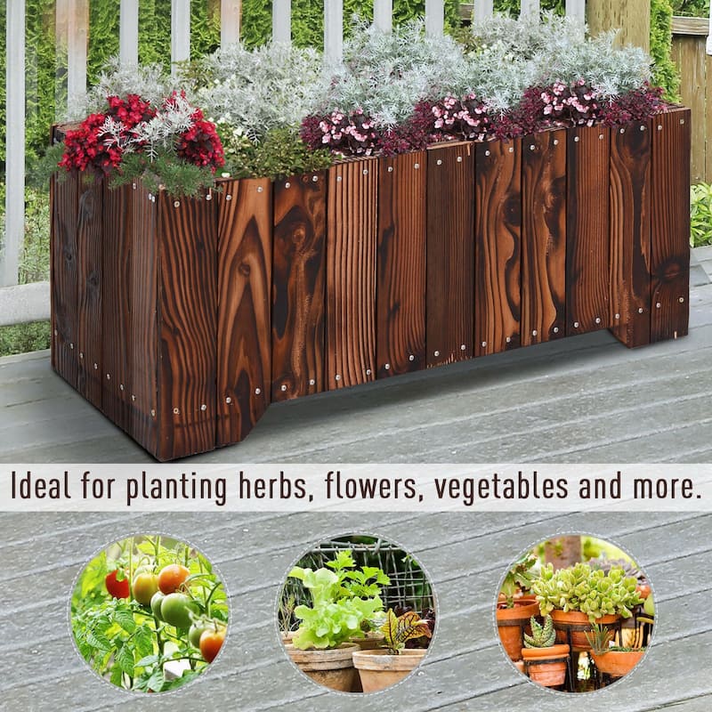 37.5"x15"x15.75" Raised Garden Bed, Wooden Planters For Outdoor Plants, Rectangle Vegetable Planter Box For Patio