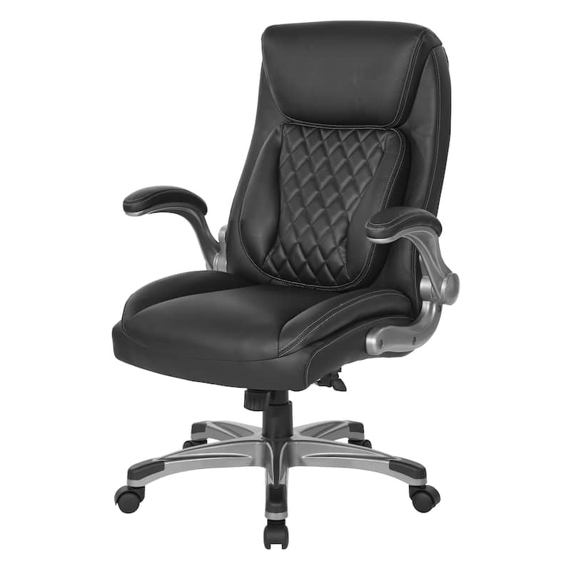 Executive Chair in Bonded Leather with Flip Arms
