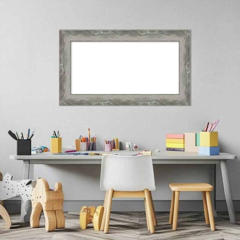 Amanti Art Waveline Silver Narrow Framed Dry Erase Magnetic Board