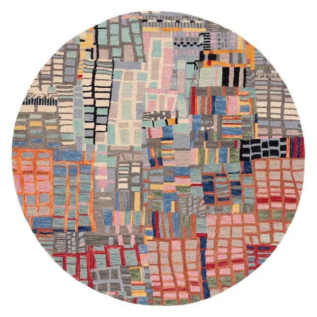 SAFAVIEH Aspen Ellada Bohemian Abstract Wool Rug - 7' x 7' Round - Ivory/Black