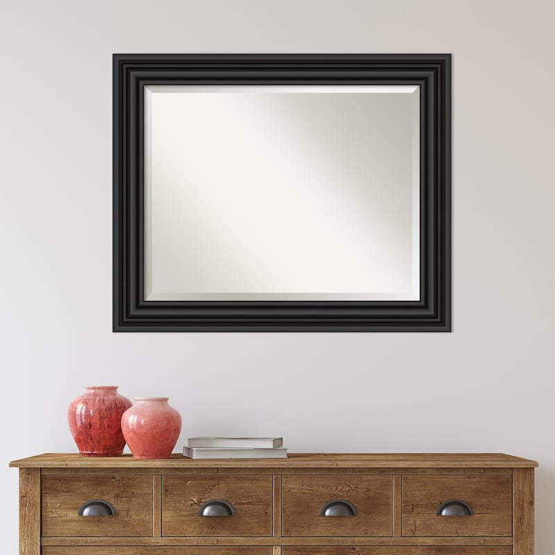 Beveled Bathroom Wall Mirror - Colonial Black Frame