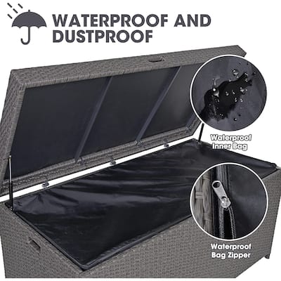Patio Outdoor Waterproof Storage Box with Lockable Lid Hydraulic Support Rod for Cushions Toys Garden Tools Deck Box for Yard