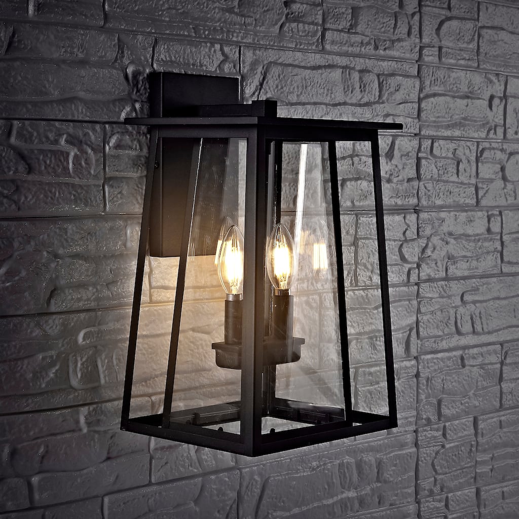 SAFAVIEH Mehriban Outdoor Wall Lantern - 9"x8.3"x15" - 9Wx8Dx15H