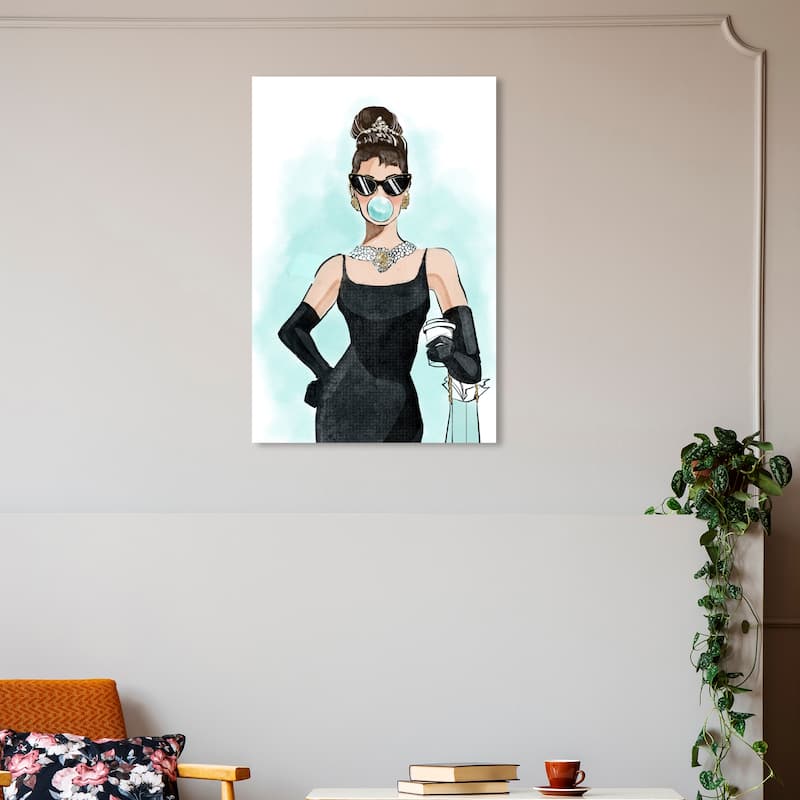 Wynwood Studio Fashion and Glam Shopping Icon Blue and Tiffany Blue Glam Wall Art Canvas Print - 30 x 20