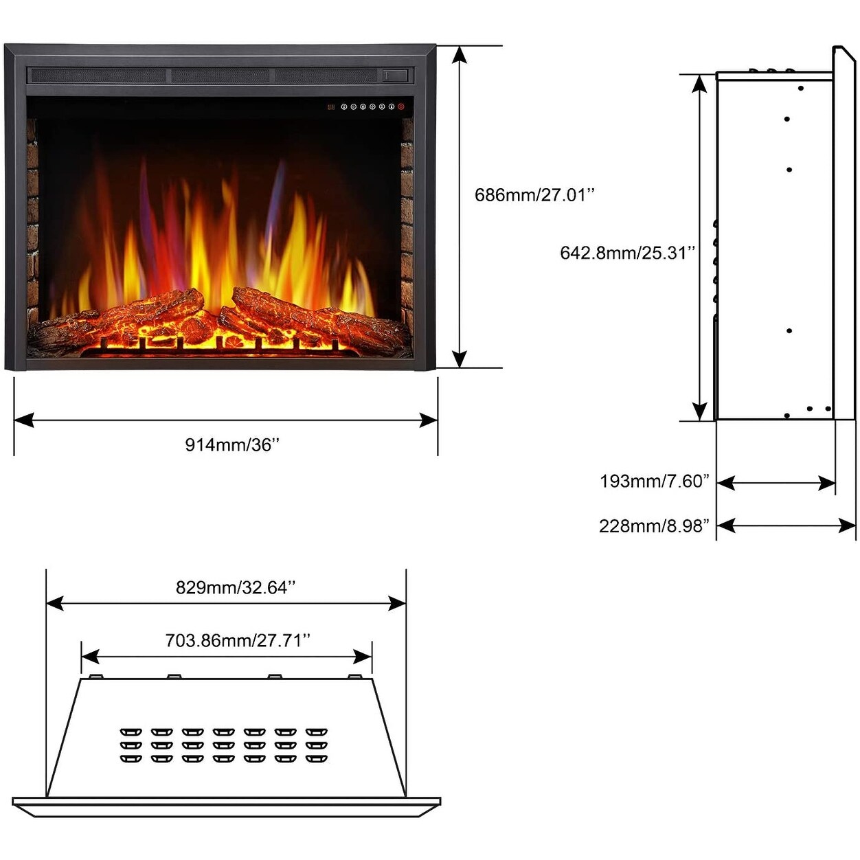 36 Electric Fireplace Insert, Freestanding u0026 Recessed Heater - On Sale -  Bed Bath u0026 Beyond - 33199257