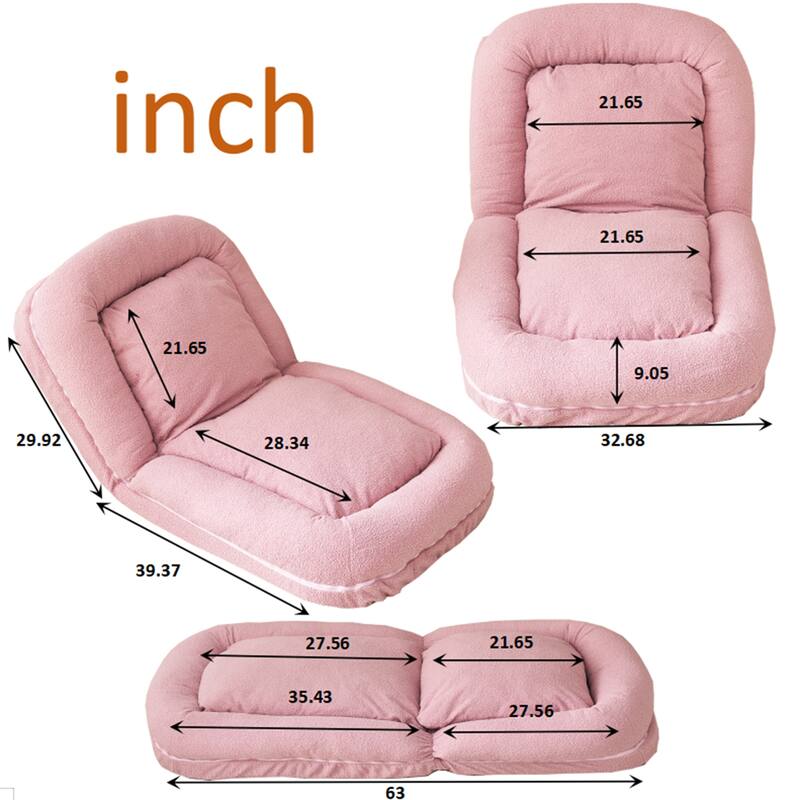 Pink 42.5" Upholstered Foldable Lounge Chair
