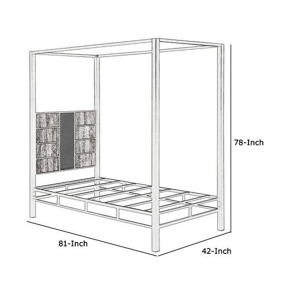 Metal Twin Bed, Wooden Slatted Headboard, Mesh Design, Black Bed Bath & Beyond 31491673