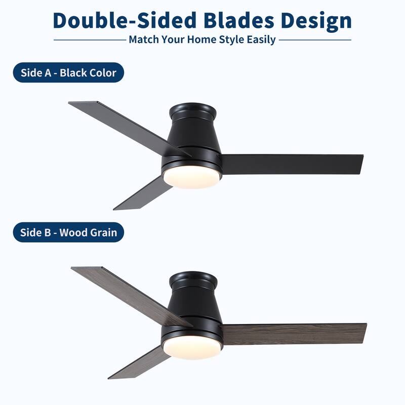 48" Black Lowe Profile Ceiling Fan with Light - Black,Brown