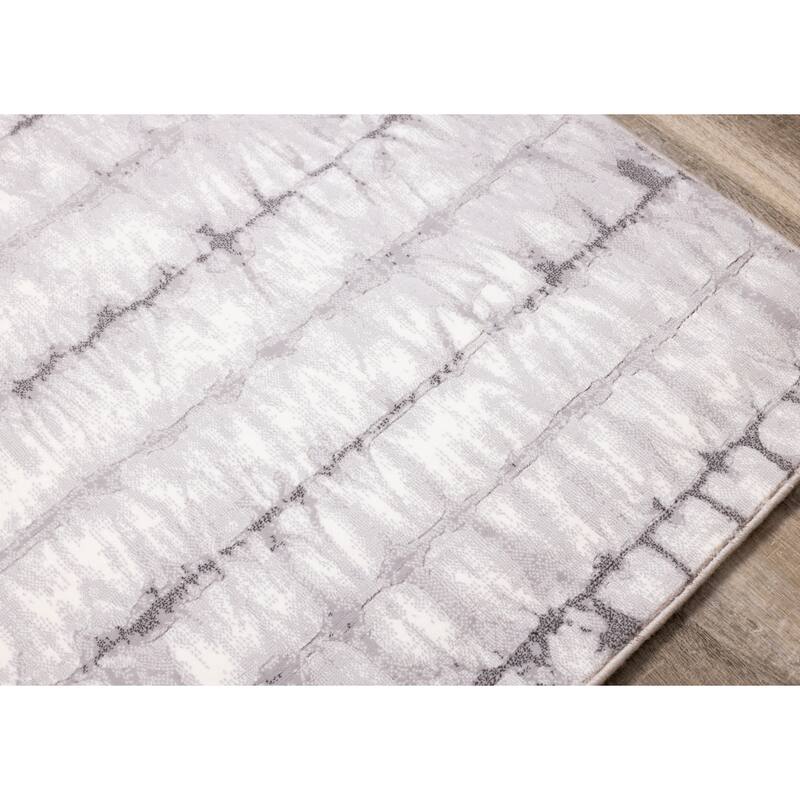 Isabelle Collection - Grey/White Soft Tie Dye Rug