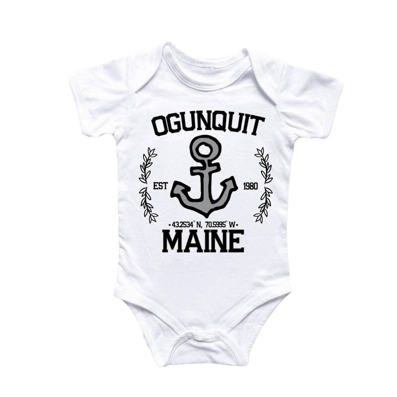 Ogunquit Maine - Baby Boy Girl Clothes Infant Bodysuit Funny Cute Newborn - White - 0-3M
