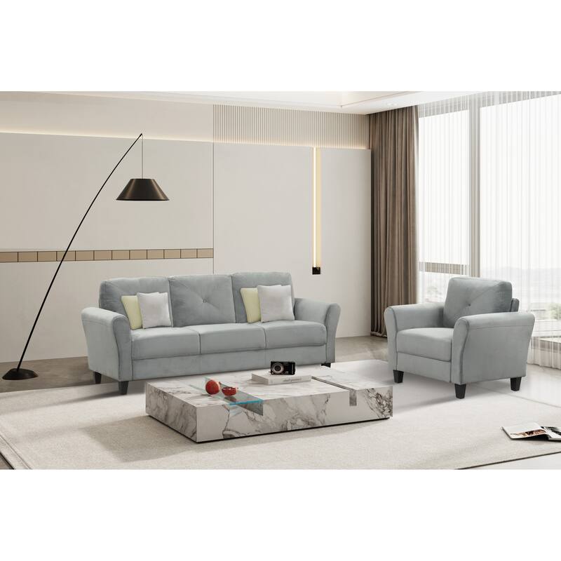 3-Person Gray Polyester Living Room Sofa, 75x30x31 inches