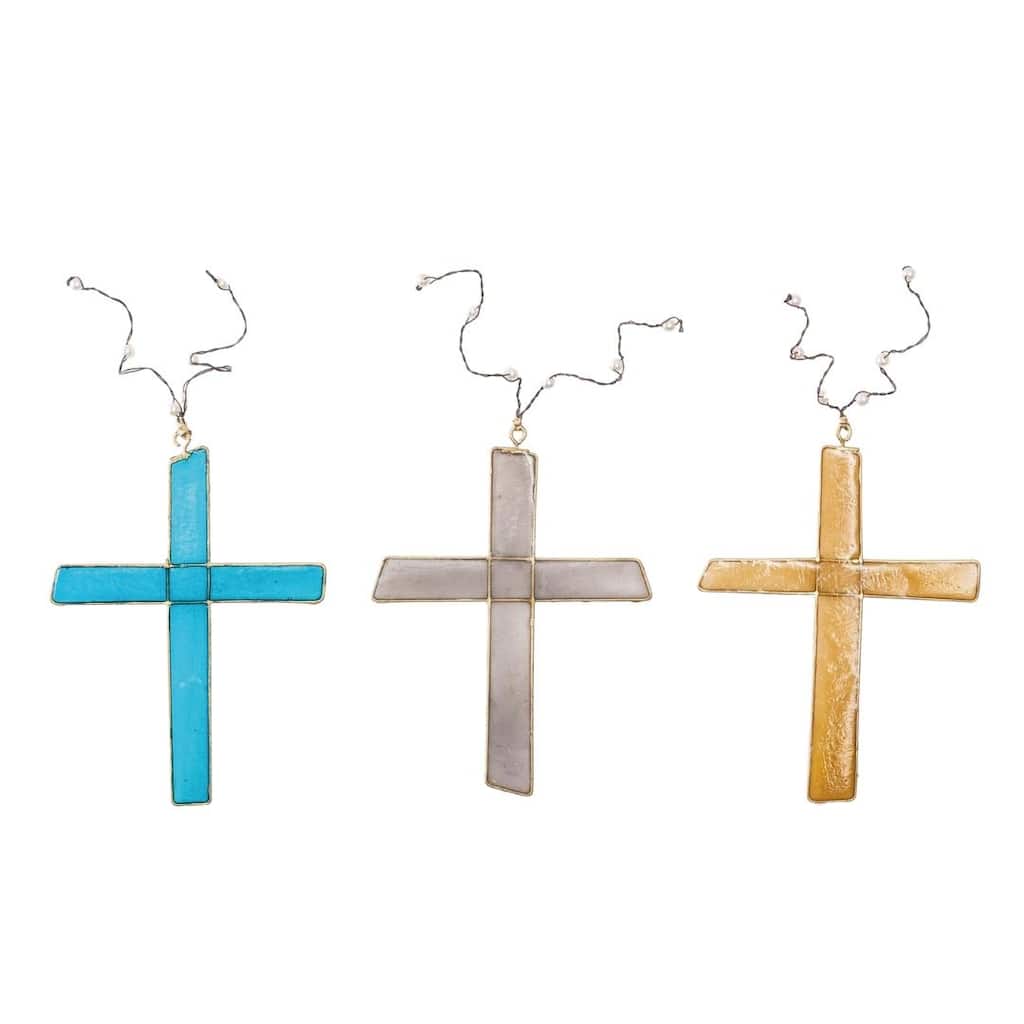 Transpac Stained Glass Cross w/Pearls Set of 3 Home Decorations Spring