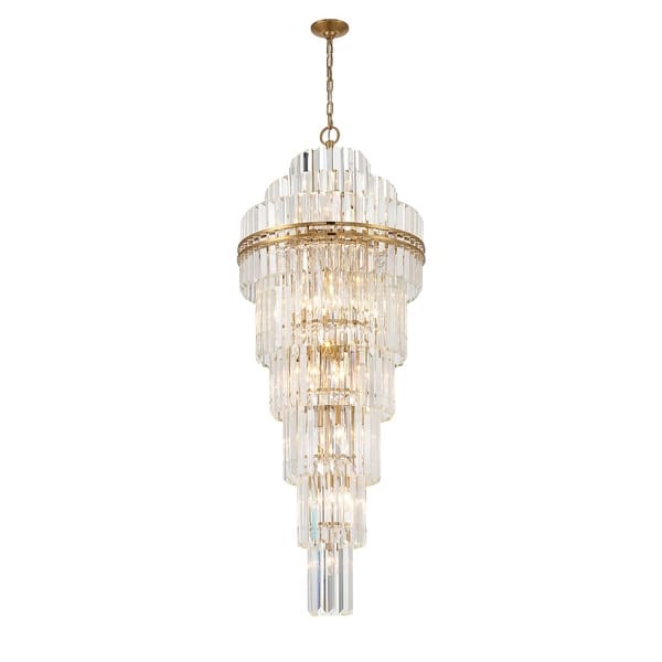 slide 2 of 5, Hayes 31 Light Aged Brass Chandelier