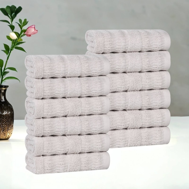 Superior Mika Smart Twist Viscose Cotton Blend Face Towels Washcloths, Set of 12