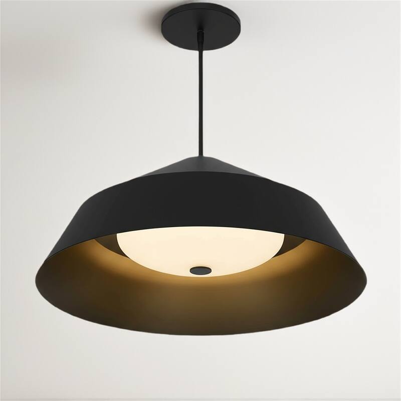 22" Diameter Integrated LED Black Pendant - Black