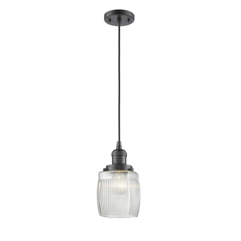Innovations Lighting Colton Single Light 6" Wide Mini Pendant with - Oil Rubbed Bronze / Clear Halophane