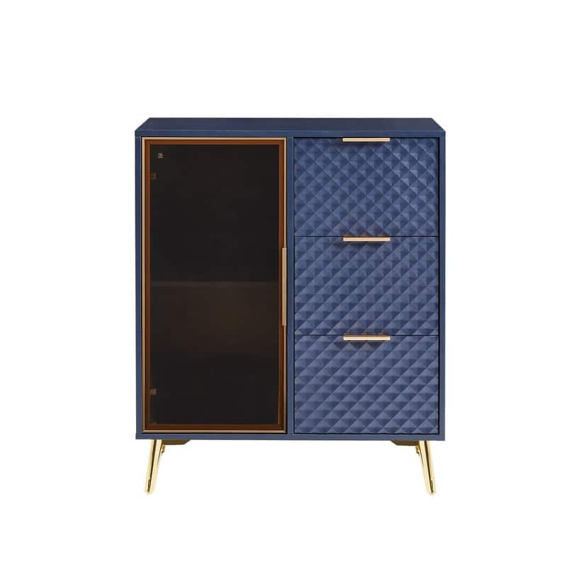 Modern Fashion Style Chest of Drawers with Sturdy Metal Legs and Luxurious Geometric Carvings