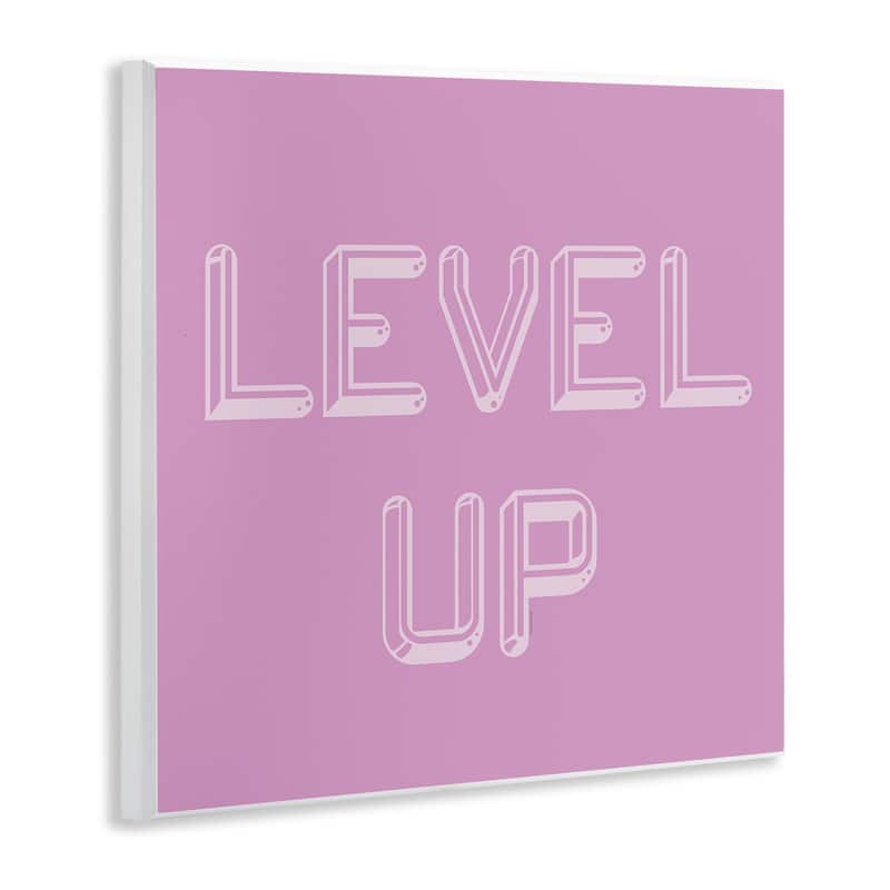 Stupell Level Up Purple & White Wall Plaque Art Design By Yass Naffas Designs