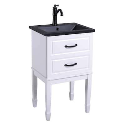 32.6" Black Resin Bathroom Vanity with Sink, Black Brass Faucet and Drain