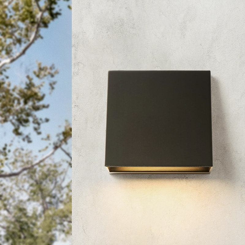 1-Light 5" H Industrial Black Triangular Aluminium Integrated LED Hardwired Outdoor Wall Light - 5 in. W x 5 in. H x 3.94 in. D