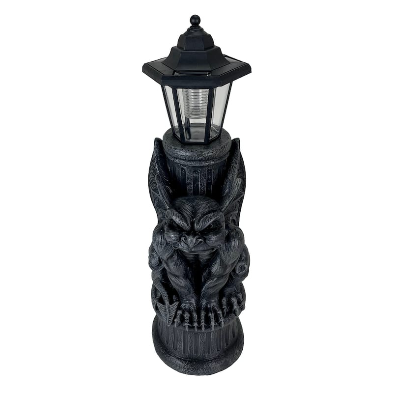 Gothic Guardian Gargoyle Led Solar Light Garden Statue - 20 X 7.5 X 5.75 inches