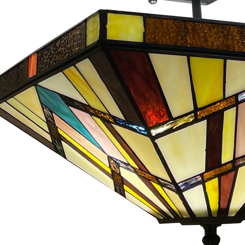 Tiffany Style Mission Design 2-light Blackish Bronze Semi-Flush Mount