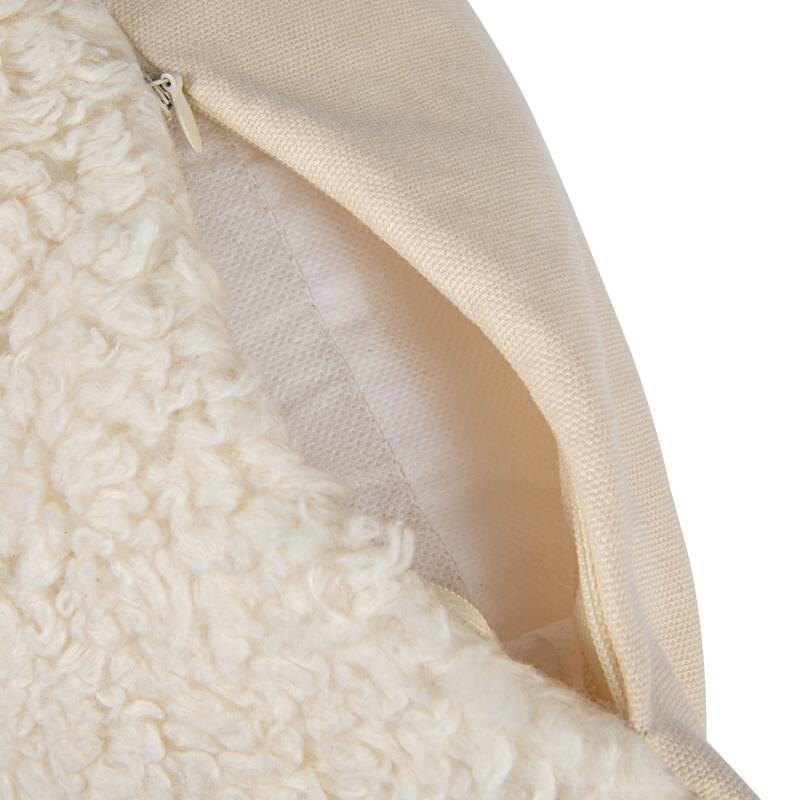 Cotton Sherpa Throw Pillow with Stitched Circle