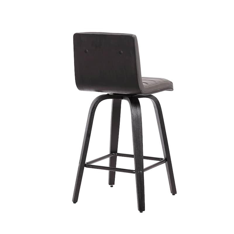 HomeRoots 26" Gray and Black Fabric and Iron Low Back Counter Height Swivel Bar Chair